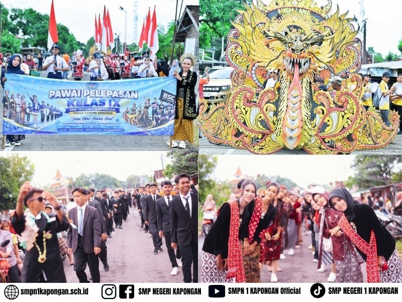 Hujan Sempat Mengkhawatirkan Pawai Pelepasan Murid Kelas IX SMPN 1 Kapongan Tahun Pelajaran 2025 / 2026 Tetap Meriah