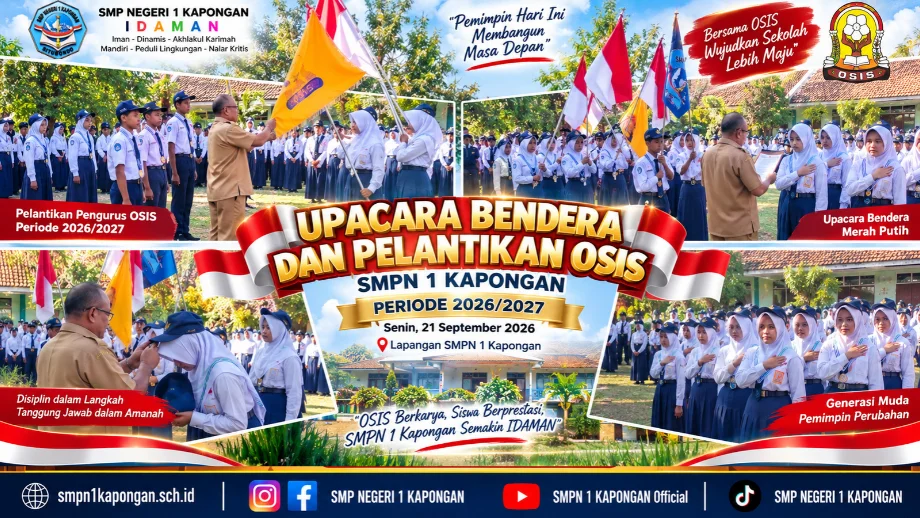 Resmi Di Lantik ! Upacara Bendera dan Pelantikan Pengurus OSIS SMPN 1 Kapongan Periode 2026/2027